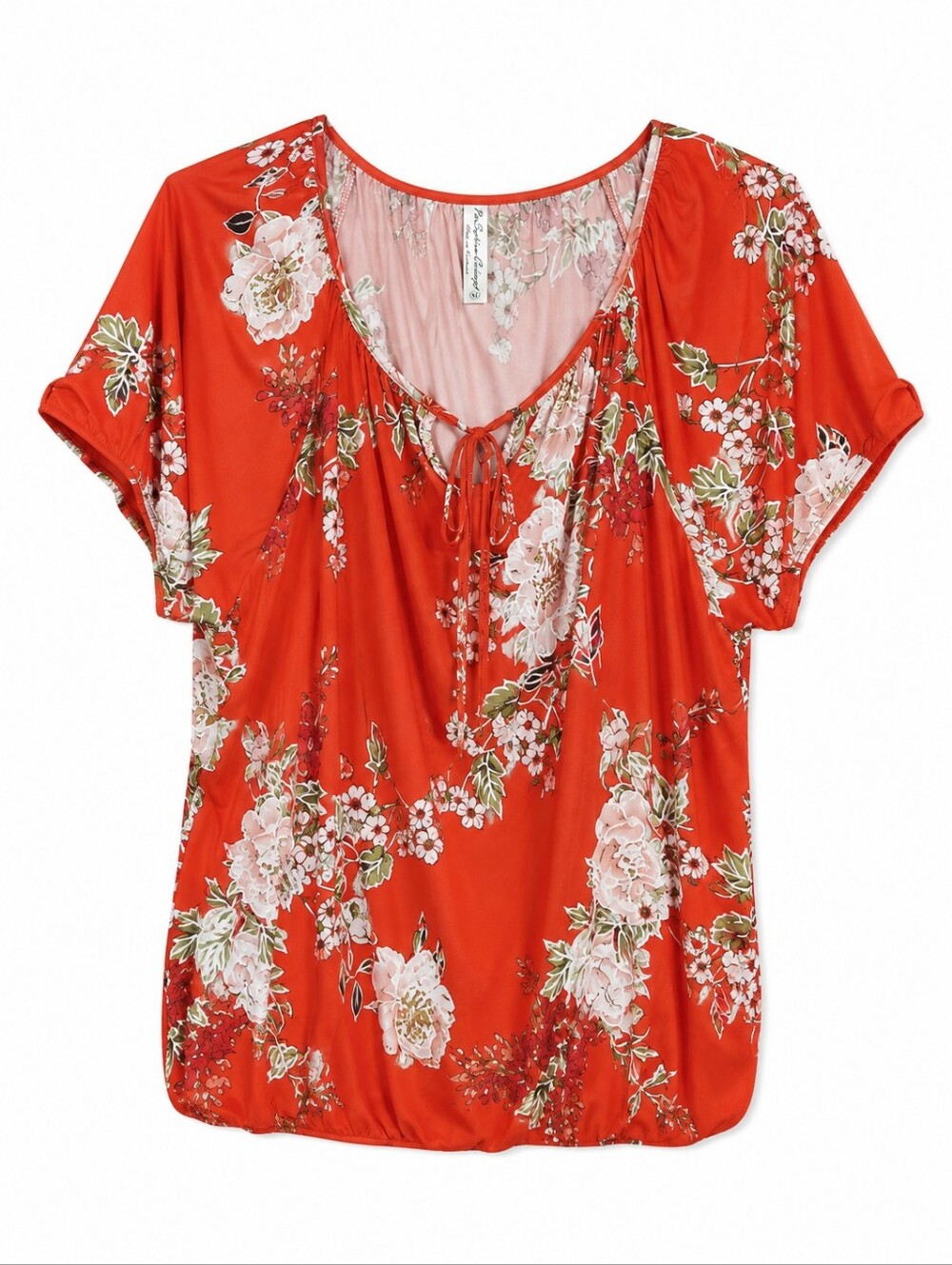 Perseption Concept Floral Short Sleeve Blouse Size XL NWT